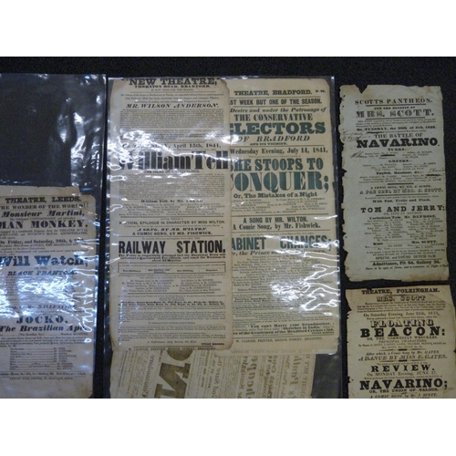 828 - Two folders of 19th Century theatre bills, approximately 15, 1830's and 1840's plus 1930's/40's Melo... 