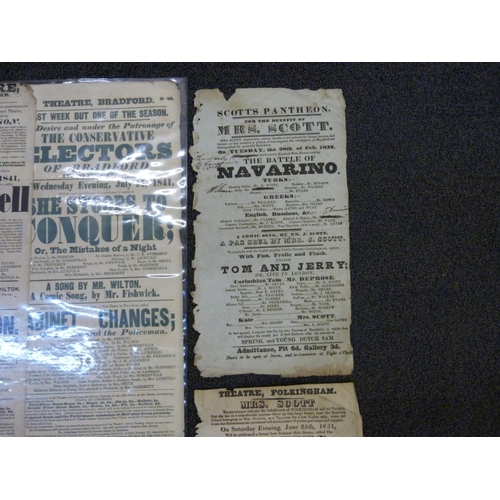 828 - Two folders of 19th Century theatre bills, approximately 15, 1830's and 1840's plus 1930's/40's Melo... 