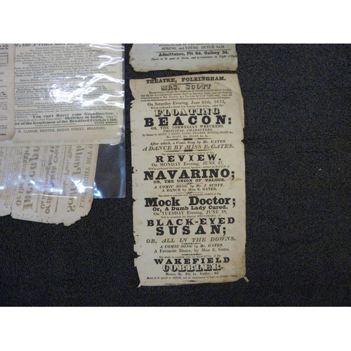 828 - Two folders of 19th Century theatre bills, approximately 15, 1830's and 1840's plus 1930's/40's Melo... 