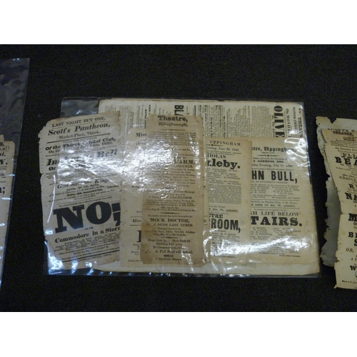 828 - Two folders of 19th Century theatre bills, approximately 15, 1830's and 1840's plus 1930's/40's Melo... 