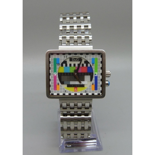 863 - A Dolce & Gabbana test card style dial wristwatch, boxed