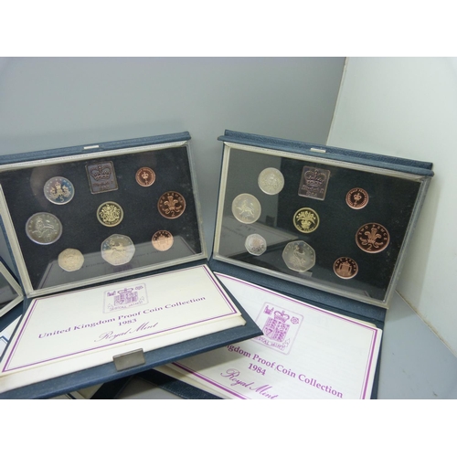 898 - Eight Royal Mail proof coin sets, ranging 1971-1995