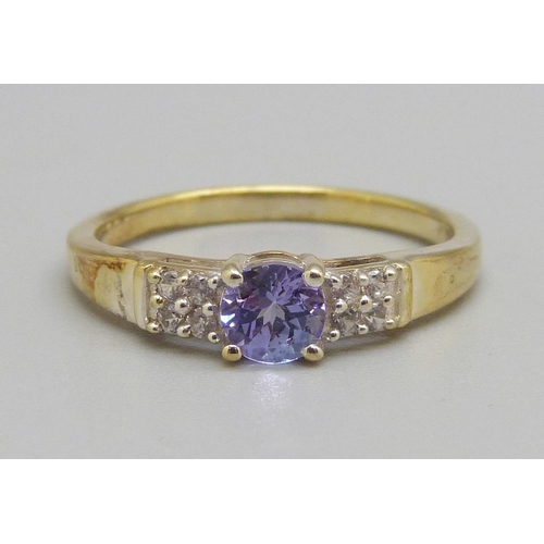 914 - A silver gilt, tanzanite and zircon ring, S, with certificate