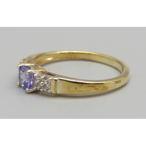 914 - A silver gilt, tanzanite and zircon ring, S, with certificate