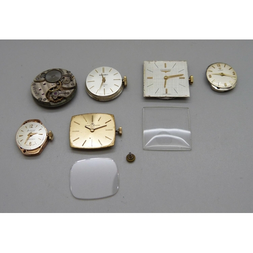 954 - Wristwatch movements including Omega, Tissot, Longines, Baume & Mercier