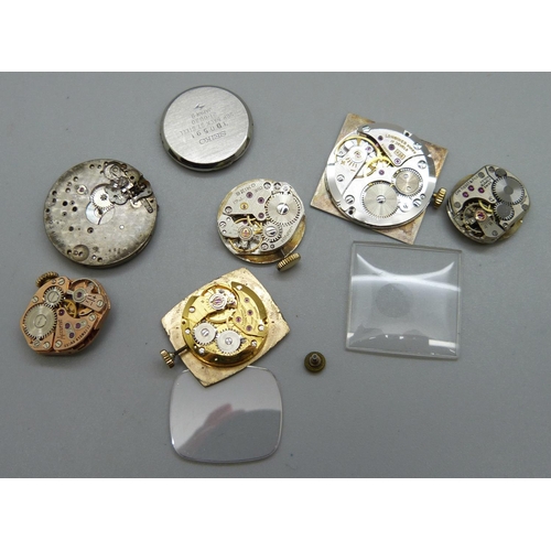 954 - Wristwatch movements including Omega, Tissot, Longines, Baume & Mercier