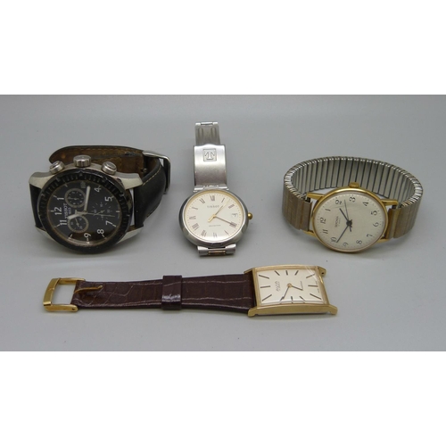 973 - Four wristwatches, two Tissot, Sekonda and Avia