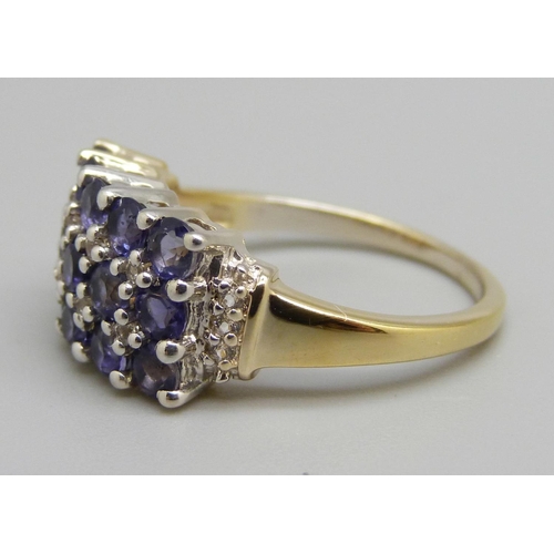 982 - A silver gilt Bengal iolite and white topaz ring, with certificate, P