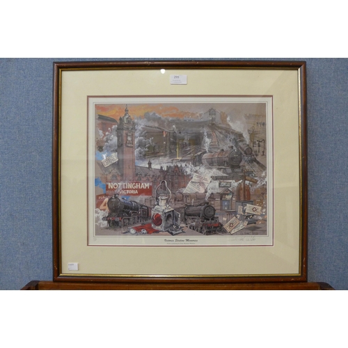 304 - A signed John Michael Webster print, Victoria Station, framed