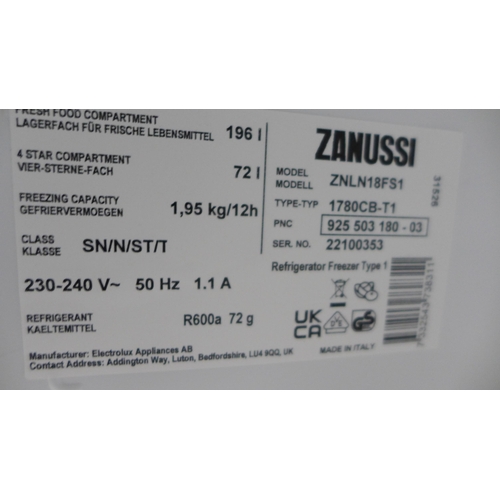 3127 - Zanussi Fridge Freezer - Low Frost - model no:- ZNLN18FS1, original RRP �440.83 inc. VAT (357-74) * ... 