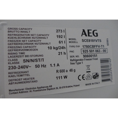 3172 - AEG Fridge Freezer (Frost Free) - model no:- SCE8181VTS, original RRP �587.5 inc. VAT (357-75) * Thi... 