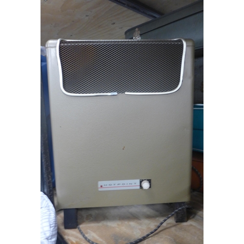 2094 - Hotpoint electric heater plus brown leather doctor's bag