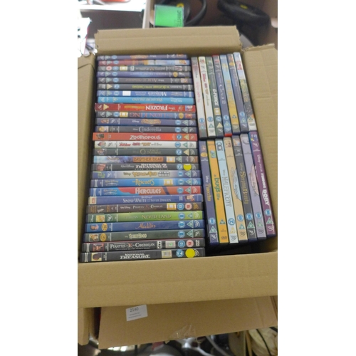 2140 - Approx. 100 mixed DVDs, 1 box mostly horror movies, 1 box children's films plus set of laser toner c... 