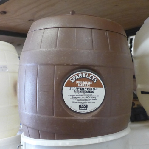 2167 - 8 Brewer's barrels and 2 fermenting buckets