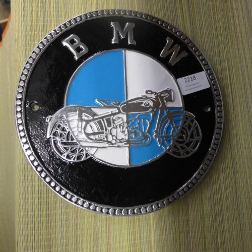 2218 - Aluminium BMW motorcycle plaque * this lot is subject to VAT