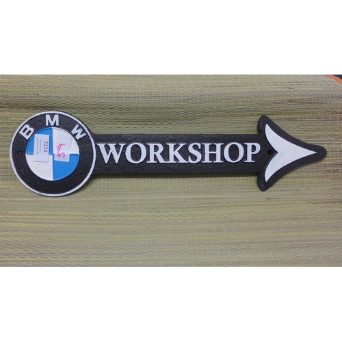 2223 - BMW workshop arrow plaque * this lot is subject to VAT