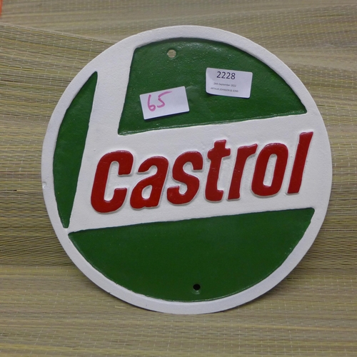 2228 - Round Castrol sign, 25cms * this lot is subject to VAT