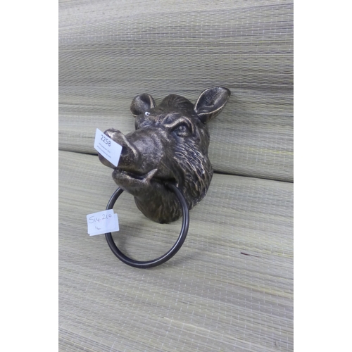 2258 - Boar head with metal ring * this lot is subject to VAT