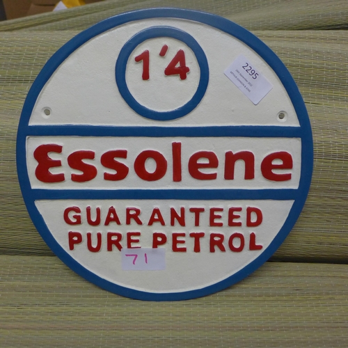 2295 - Aluminium Essolene plaque * this lot is subject to VAT