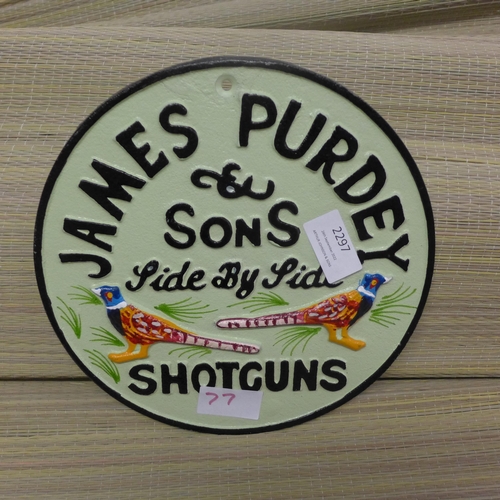 2297 - James Purdey plaque * this lot is subject to VAT