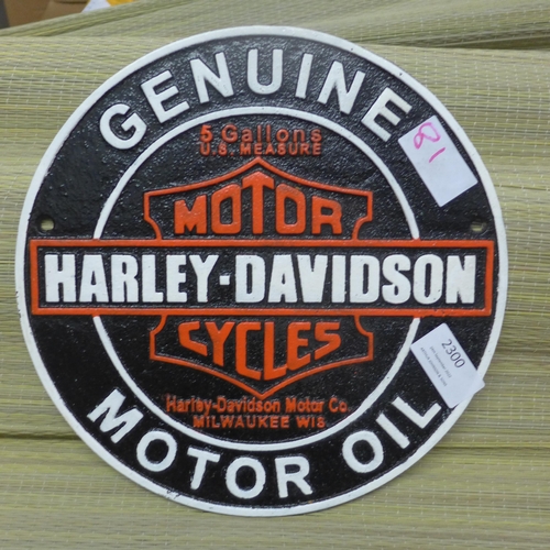 2300 - Harley-Davidson oil * this lot is subject to VAT