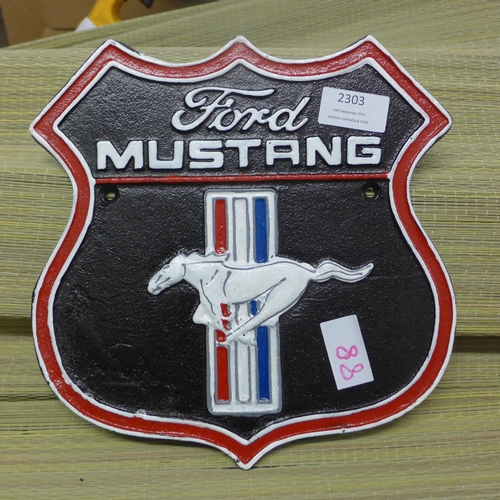 2303 - Ford Mustang plaque * this lot is subject to VAT