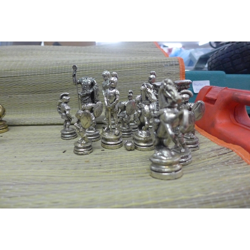 2322 - Metal chess set - some damaged