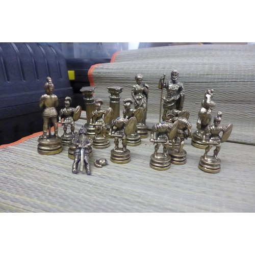 2322 - Metal chess set - some damaged