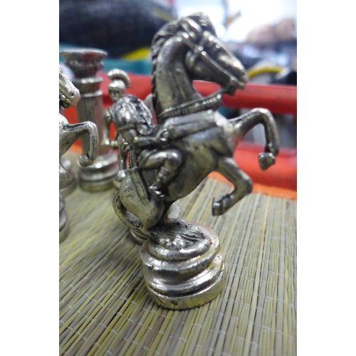 2322 - Metal chess set - some damaged