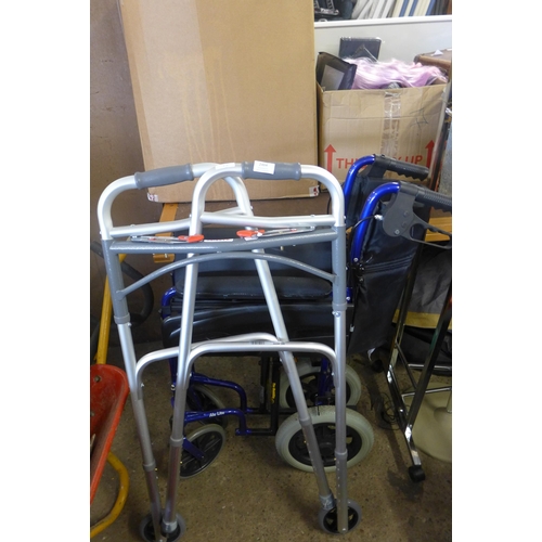 2464 - Alu Lite wheelchair with mobility walker with wheels