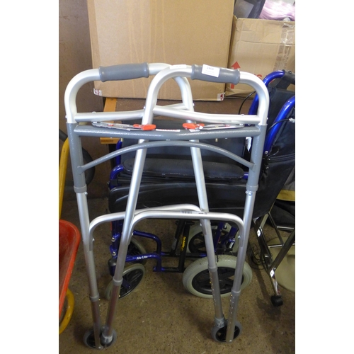 2464 - Alu Lite wheelchair with mobility walker with wheels