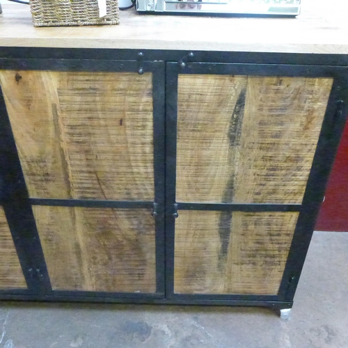 1412 - A hardwood and steel four door sideboard