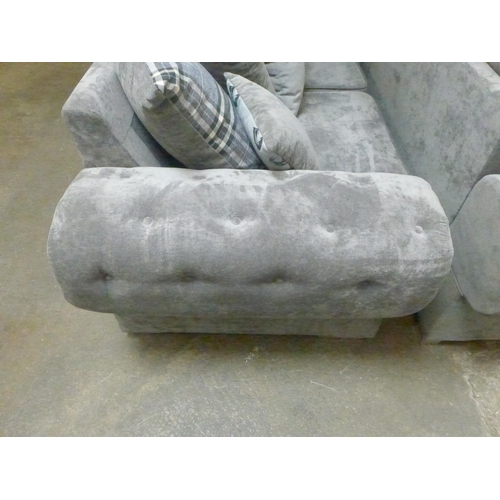 1466 - Pair of grey upholstered sofas * This lot is subject to VAT