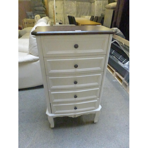 1518 - A five drawer tallboy with contrast top