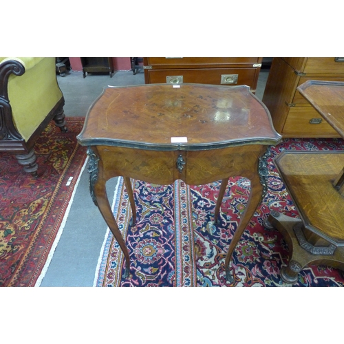 126 - A French Louis XV style marquetry inlaid rosewood and ormolu mounted single drawer gueridon table