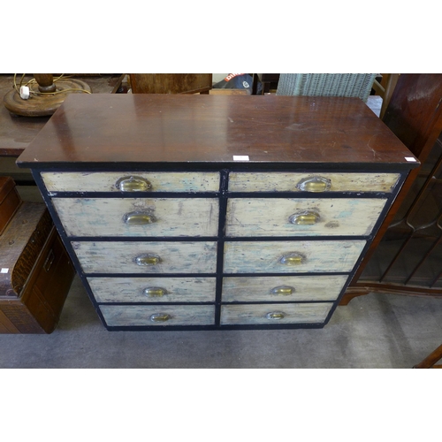 230 - A painted pine and beech chest of drawers