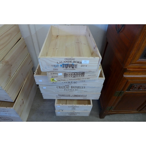 253 - Eight pine wine crates