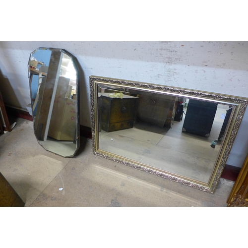 312 - A gilt framed mirror, another mirror and a brass and steel coal box