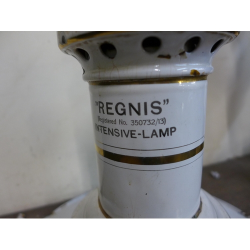 329 - An early 20th Century Regnis Intensive Hospital white enamelled gas lamp