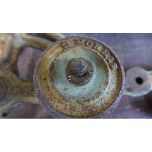 332 - G. Morris, cast iron industrial lever, (possibly railway)