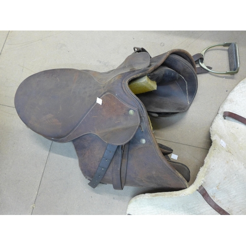 343 - A leather horse saddle