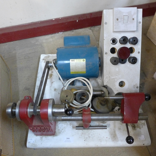 344 - A bobbin maker lathe and accessories