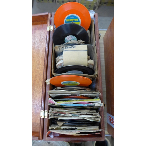 388 - A small wooden box with children's 78rpm records