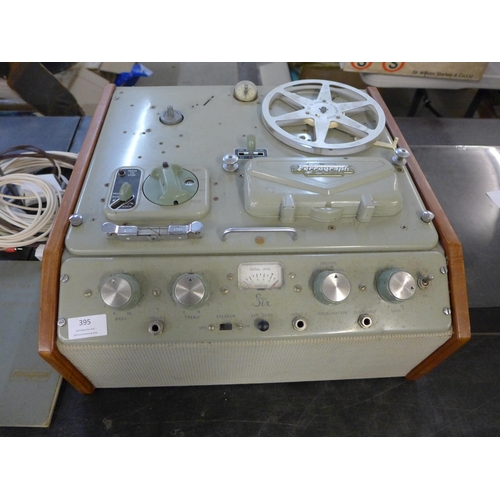 395 - Ferograph reel-to-reel tape machine with cables