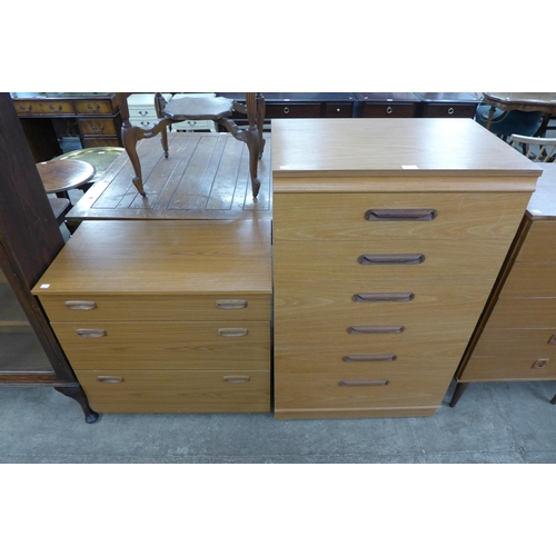 69 - A teak chest of drawers and a teak effect chest of drawers