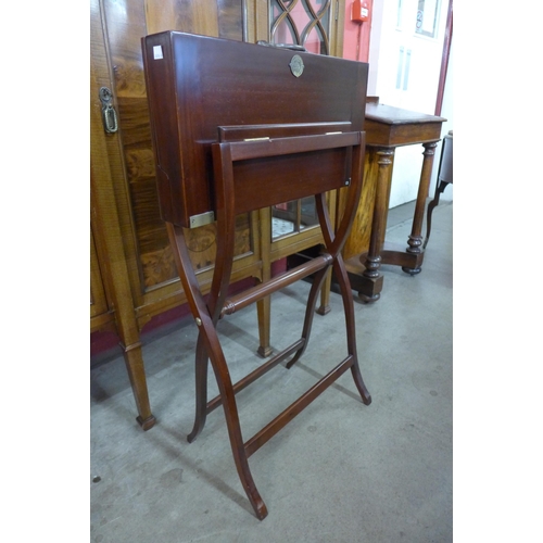 91 - A Victorian style mahogany folding coaching table, with 4th Bombay Cavalry Polo Club brass plaque