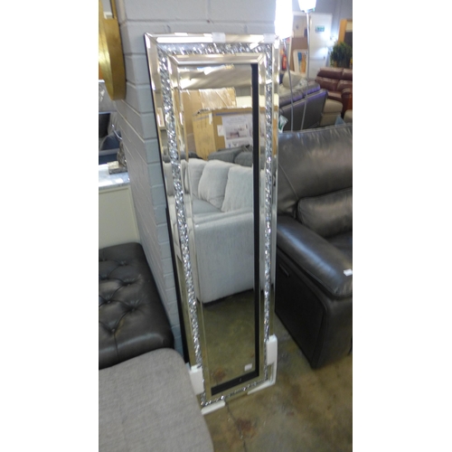 1372 - A Gatsby cheval mirror edged with crystals, H 150 x W 40 (GATSBYCHEVSIL50)   #