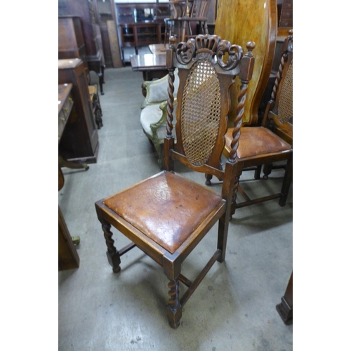 122 - A set of four carved oak barleytwist dining chairs