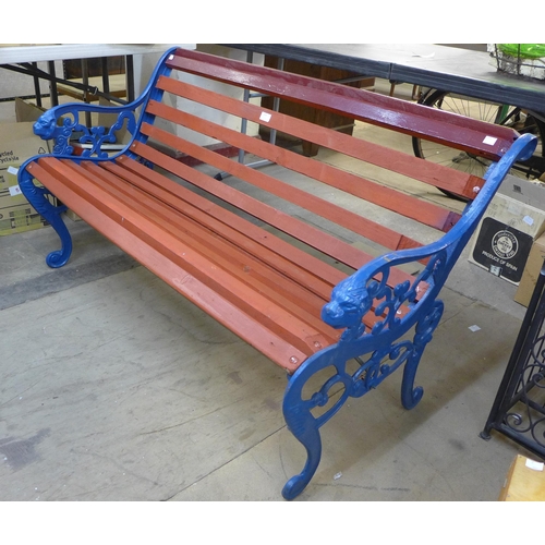 255 - A cast iron ended garden bench