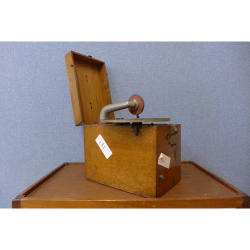 265 - A Decca 'Trench Model 3' gramophone in wooden case and a box of gramophone accessories